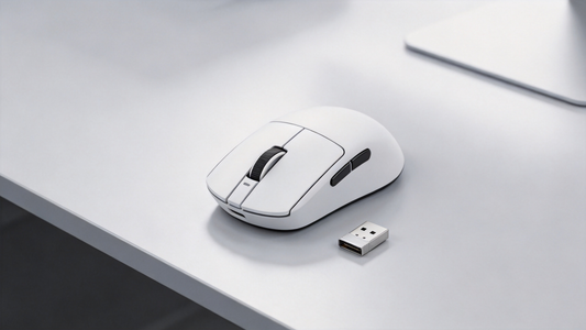 VXE Dragonfly R1 wireless gaming mouse on gaming desk setup