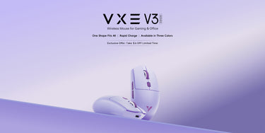 VXE Dragonfly V3 lightweight wireless gaming mouse with ergonomic symmetrical shape for FPS esports gameplay