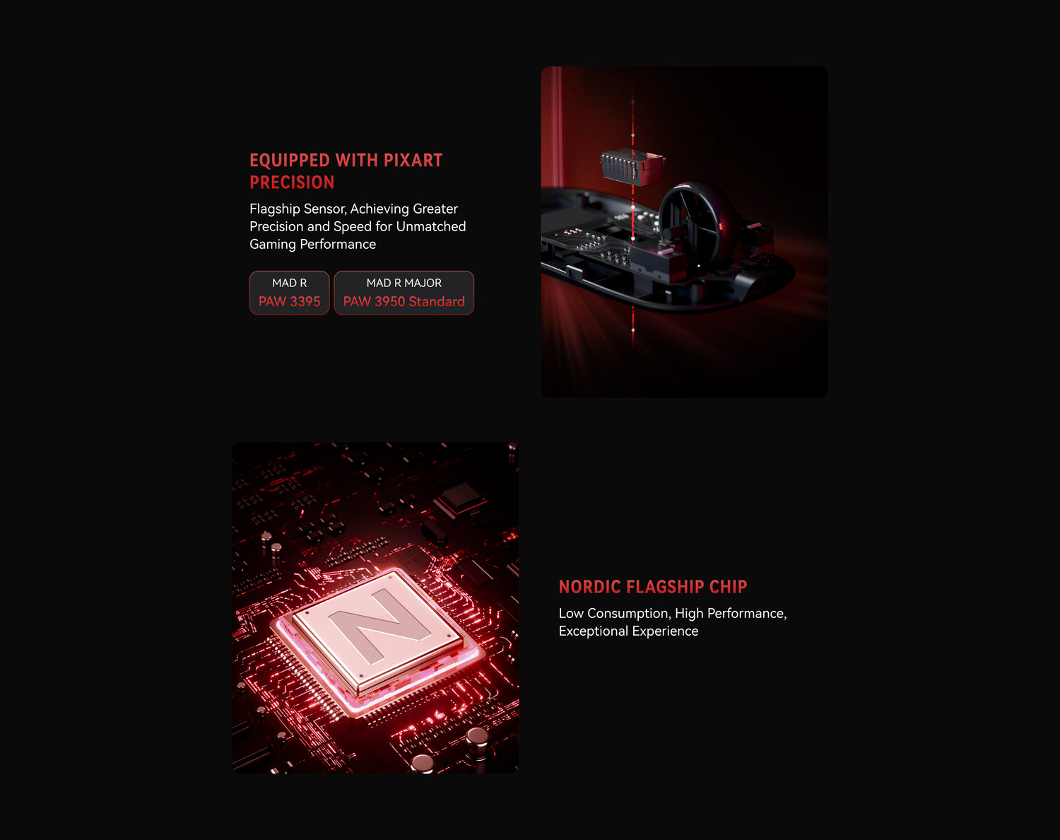 PAW3395 PAW3950 Standard và Nordic nRF52840 trên VXE MAD R Series